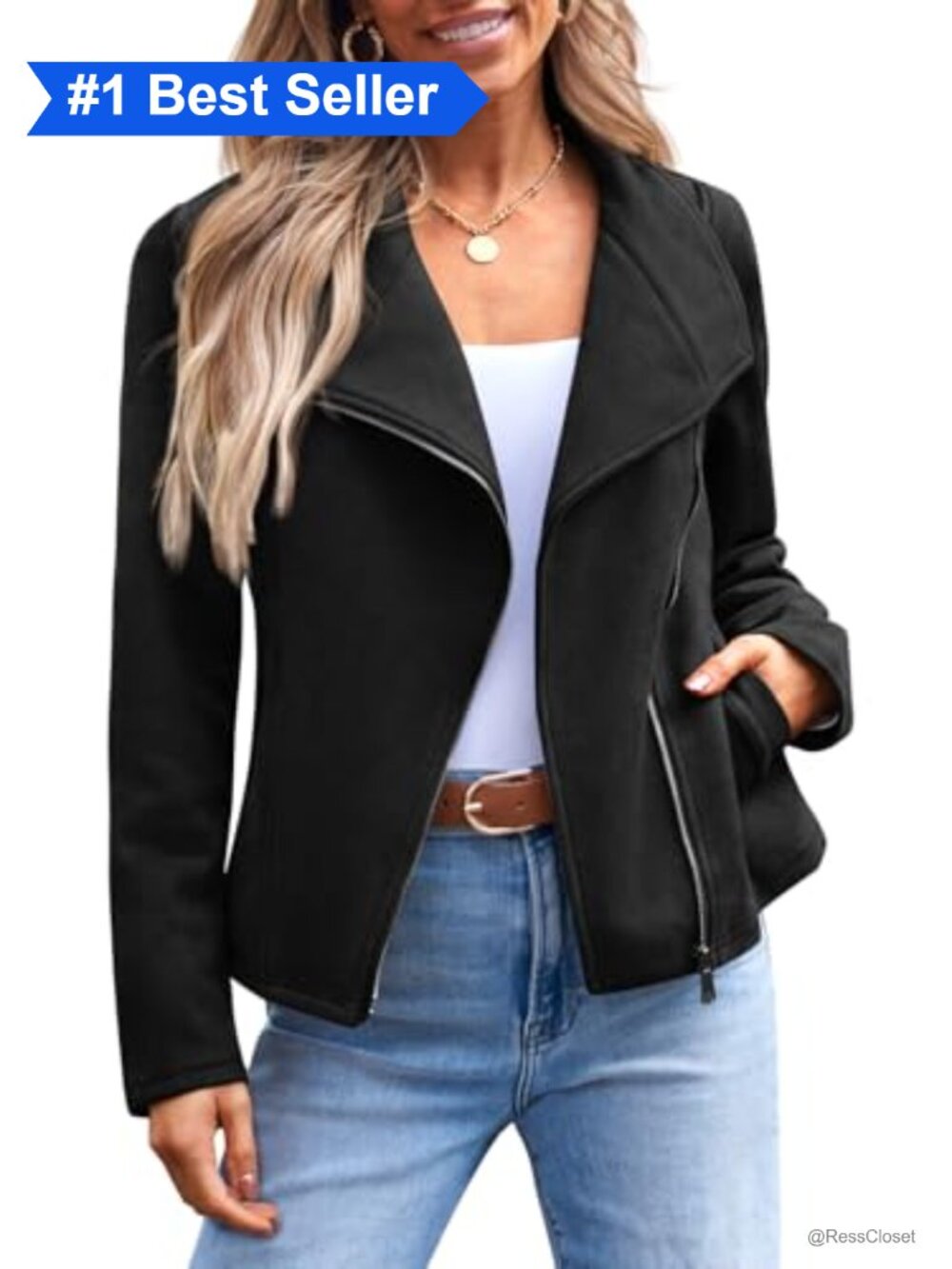 Faux Suede Moto Jacket Lightweight Fall Layer